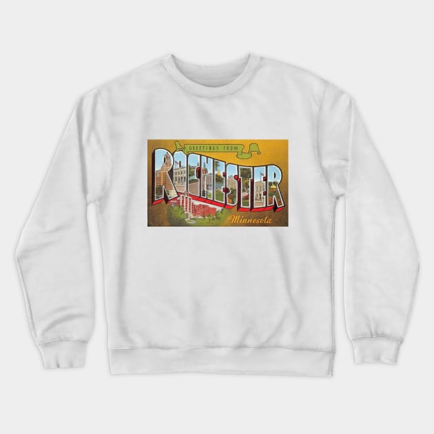 Greetings from Rochester Minnesota, Vintage Large Letter Postcard Crewneck Sweatshirt by Naves